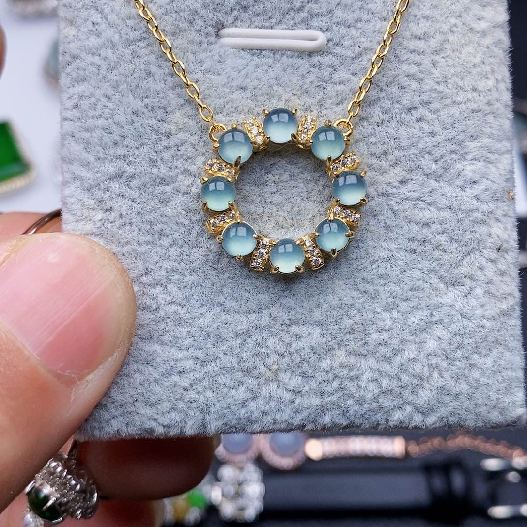 翡翠颈饰银S925镶嵌项链