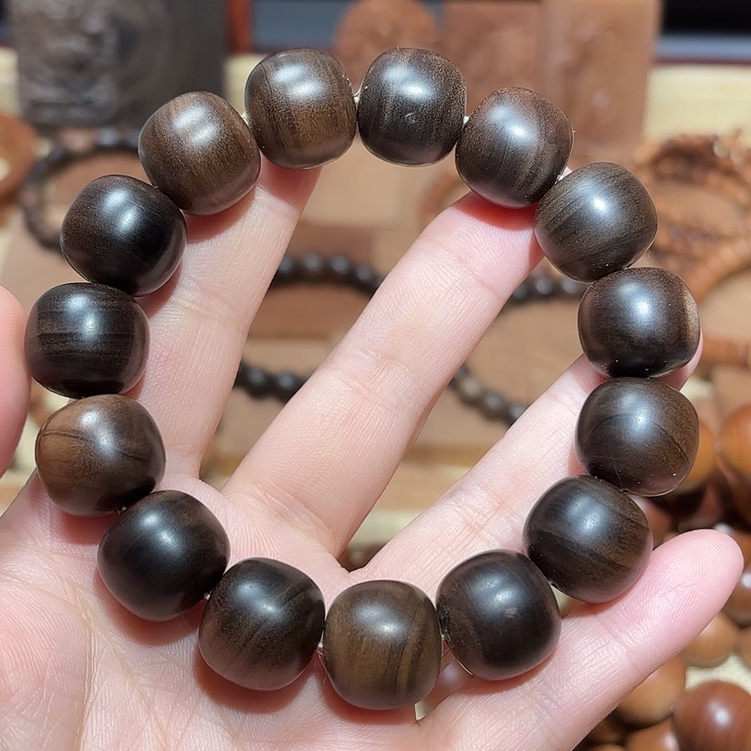 檀香木手串/手链茂***园老山檀香阴沉瑕疵
