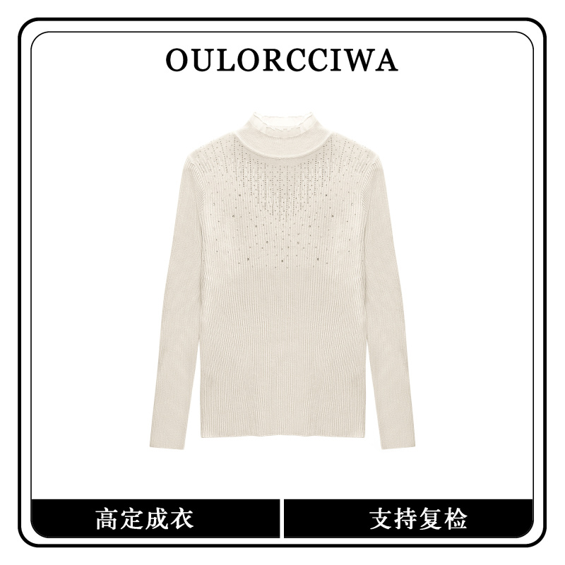  重工烫钻毛衣高弹性轻奢法式厚款高级感百搭长袖打底OLQW-2098