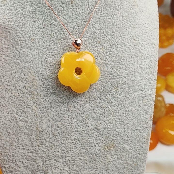 蜜蜡吊坠(赠链)银S925镀金镶嵌