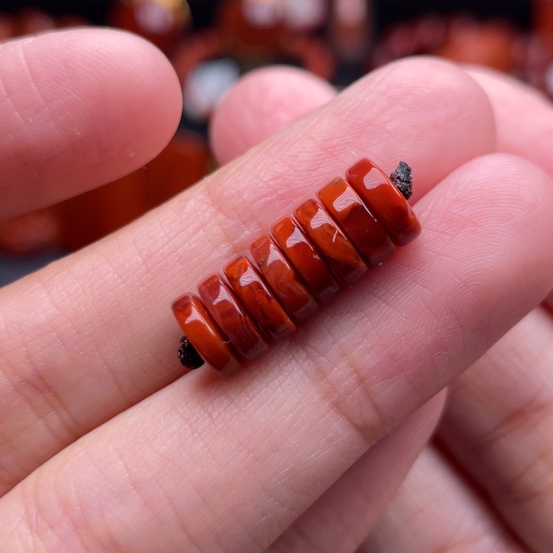 南红玛瑙未镶嵌珠宝奇石隔片7.5mm
