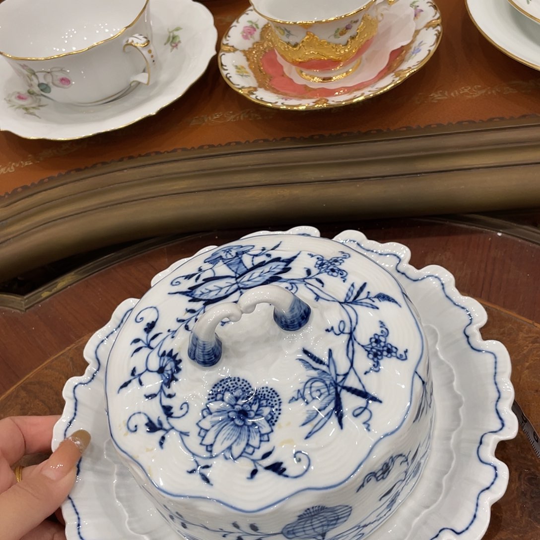 瓷片中古一等黄油罐