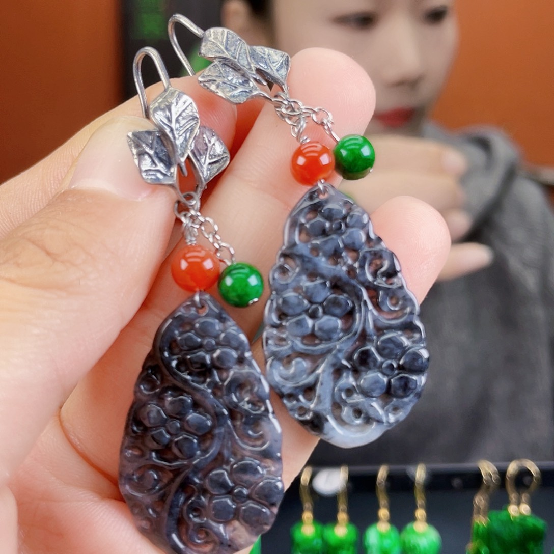 翡翠未镶嵌耳饰饰品