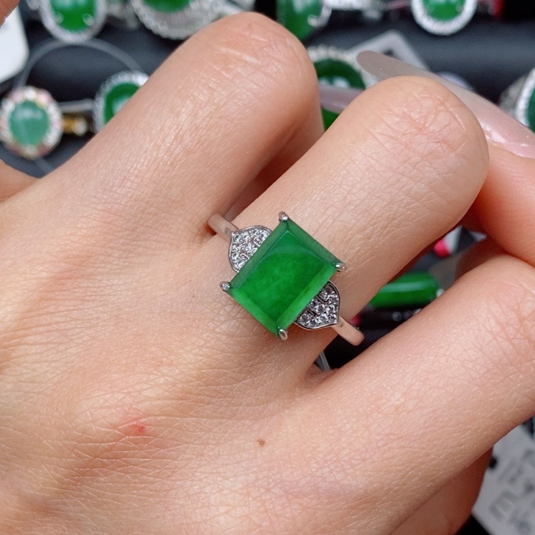 翡翠手链银S925镶嵌戒指