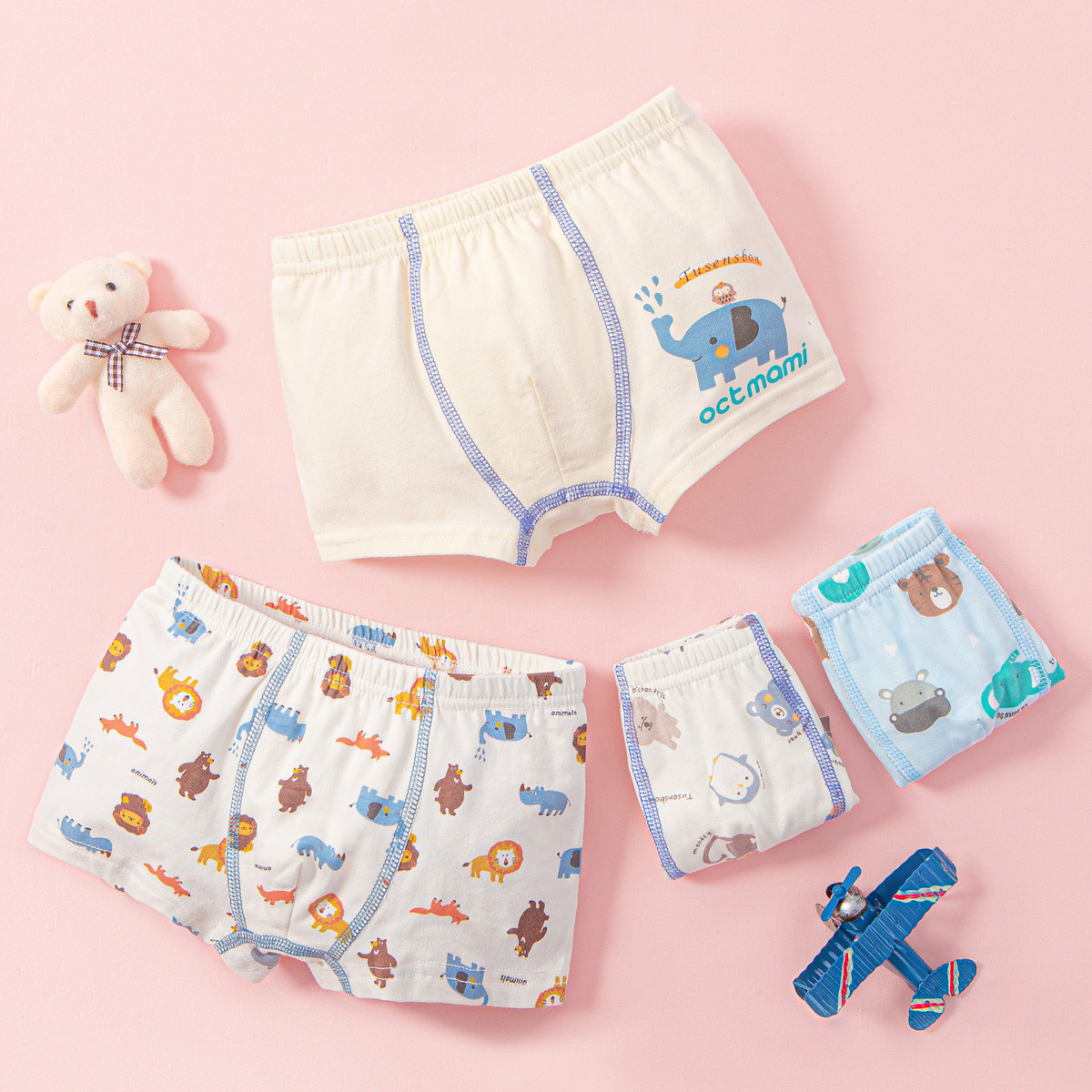 4条装儿童内裤宝宝平角裤小男孩柔软大童短裤内衣透气SY12351301