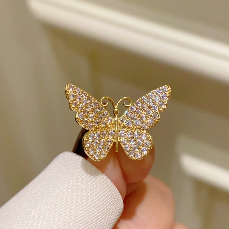 铜胸针 韩版精致满钻小蝴蝶领口防走光领针扣时尚气质袖口帽