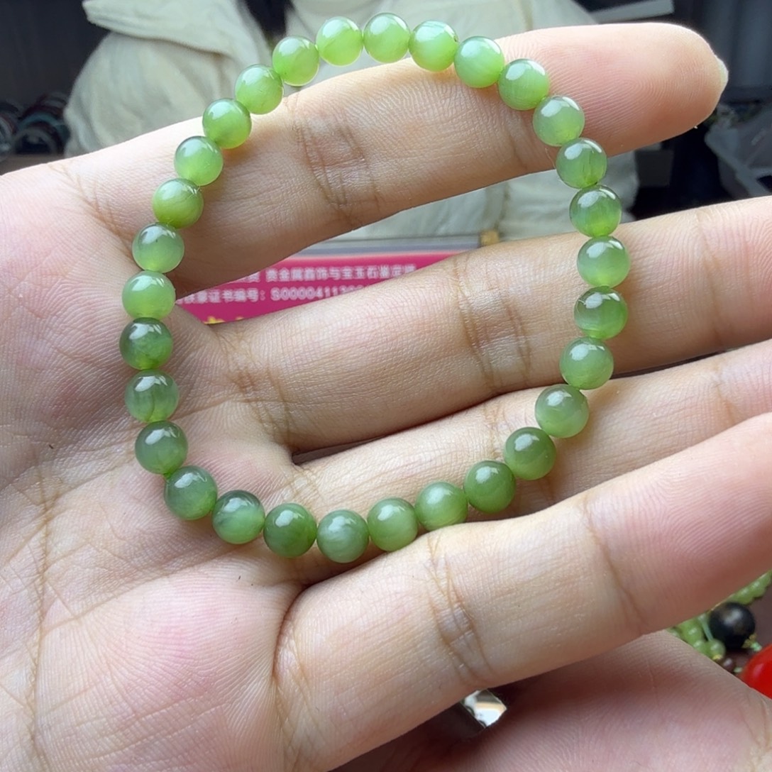 和田玉未镶嵌手串猫眼手串6mm