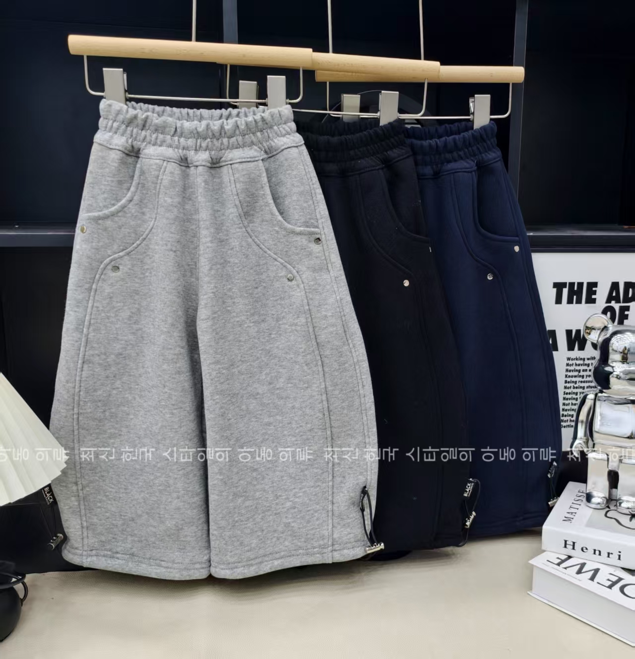 蒙蒙【加绒弯刀】冬季儿童中弯刀百搭潮流时尚宽松加绒休闲裤4006