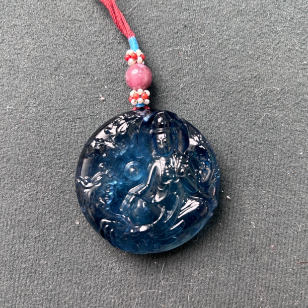 文山居K 海蓝宝观音挂件
