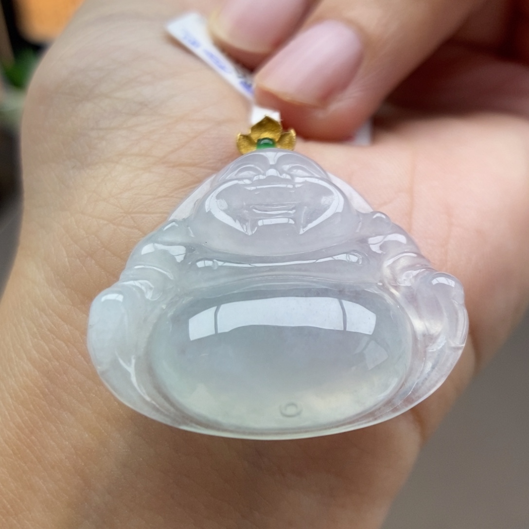 翡翠18K金镶嵌颈饰吊坠80