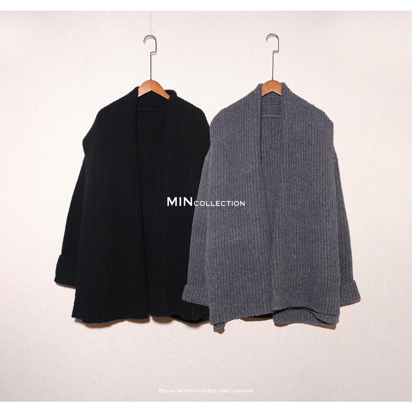 【年终折扣】围巾领开衫/粗针肌理厚实廓形层次感羊毛开衫