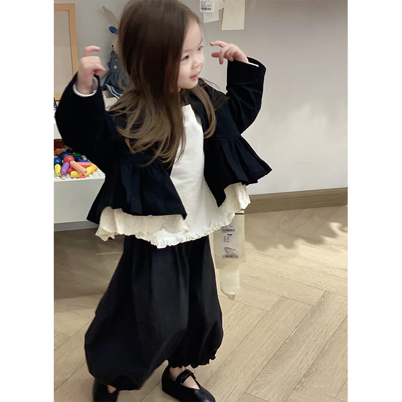 韩系童装女童网红炸街套装春季宝宝外套2025新款儿童洋气三件套潮