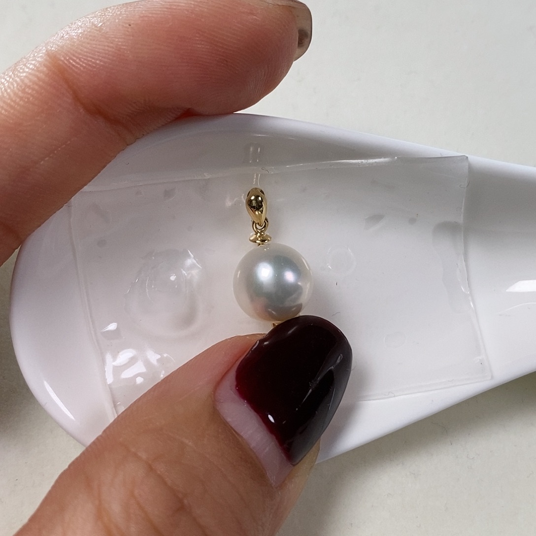 淡水珍珠吊坠(不含链)18K金镶嵌极光9-10m m