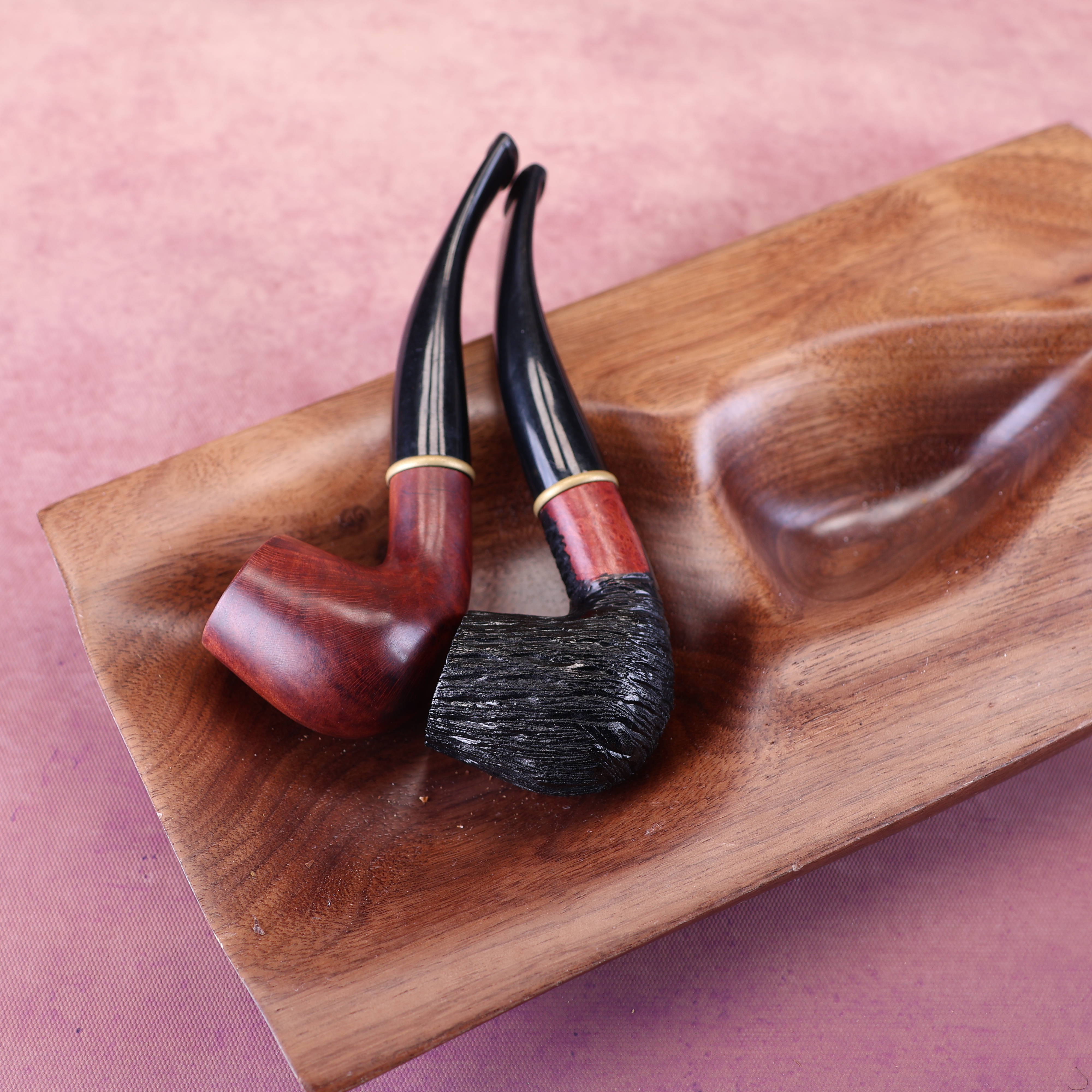 石楠木手工烟斗 福尔摩斯弯斗 9mm  福利款 新手入门款 双色可选