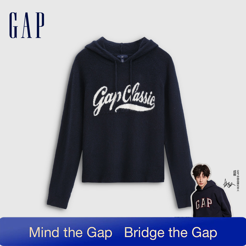 【成毅代言】Gap女装春季提花合身连帽针织衫时髦休闲毛衣793645