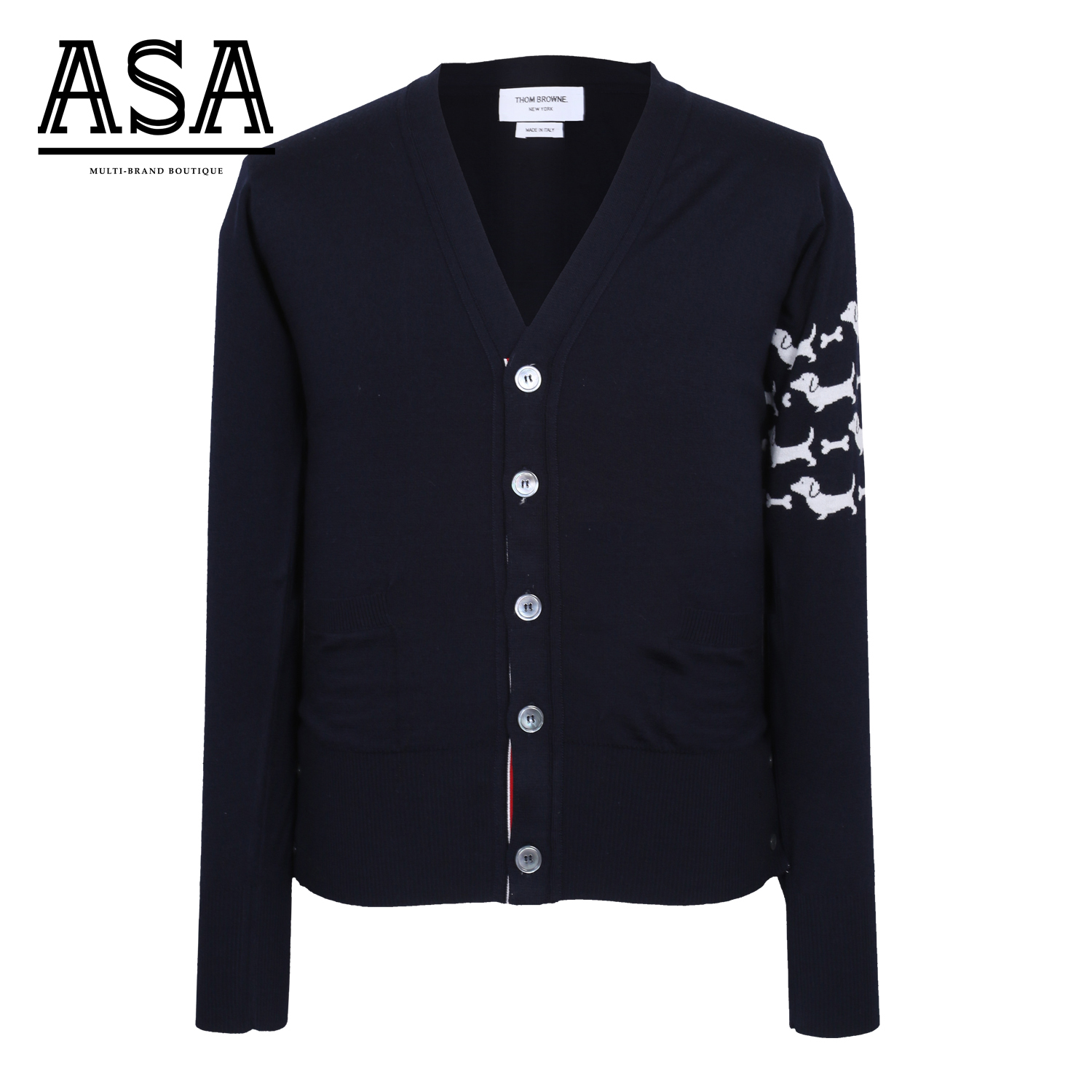 未使用 THOMBROWNE  男士藏蓝色长袖T恤衫2113213000008