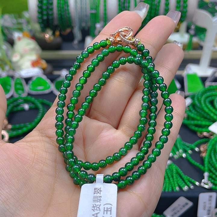 翡翠颈饰未镶嵌冰辣绿项链4