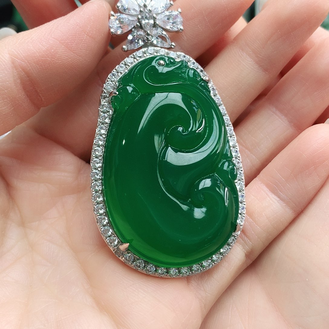 玛瑙/玉髓吊坠银S925镶嵌