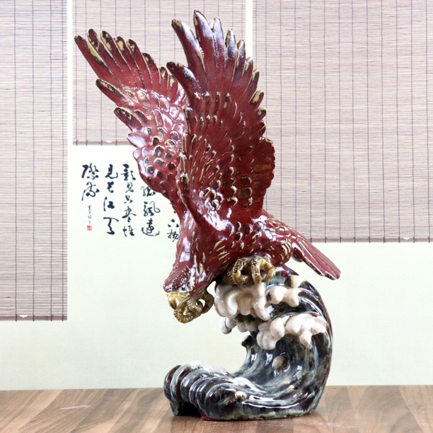 雄鹰陶瓷摆件大展宏图玄关书房电视柜摆件乔迁新居礼物石湾公仔