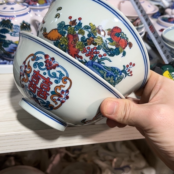 瓷片戈**漠/////直径15厘米。绿西西。蔬菜/喜字