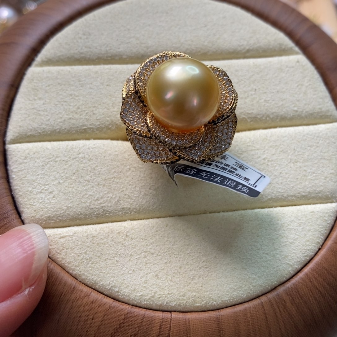 海水珍珠戒圈银S925镶嵌