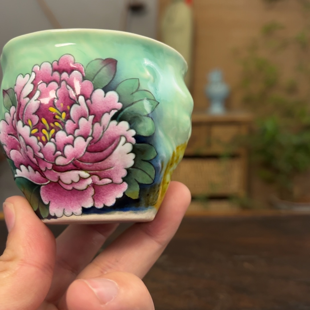 杯柴烧手工手绘陶瓷