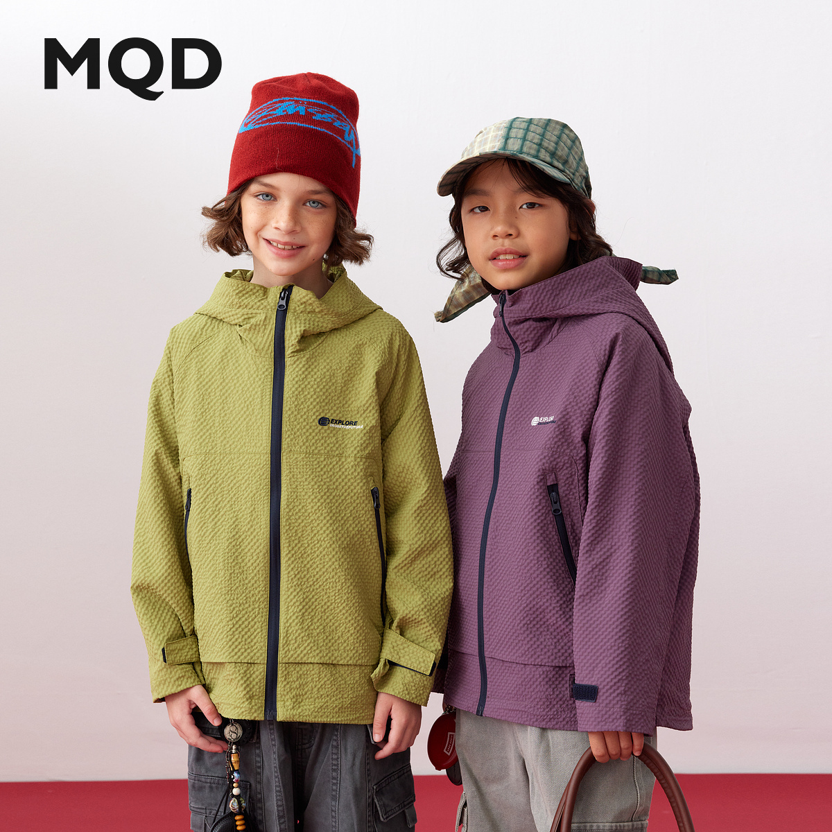 MQD男童25秋新款户外儿童工装服登山露营防风连帽外套DC5310810