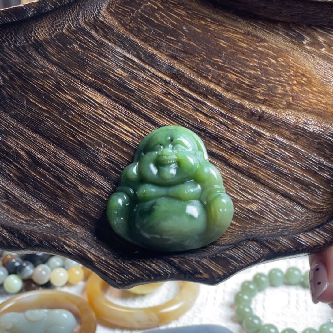 和田玉未镶嵌手链碧玉佛