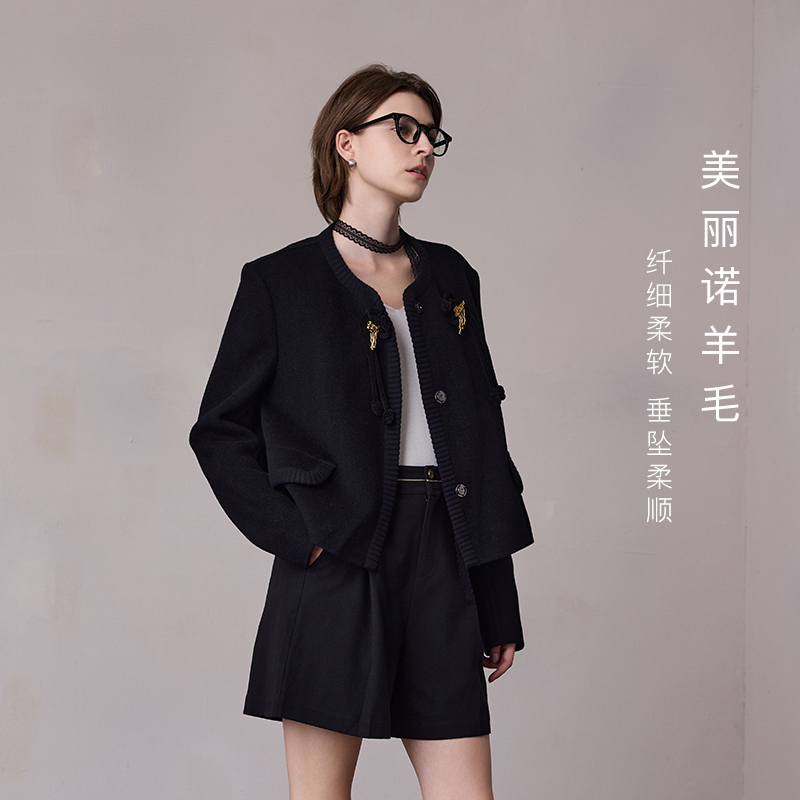 MSLAN东方美学|冬季新款国风盘扣祥云针织小香风立体罗纹MGDW367