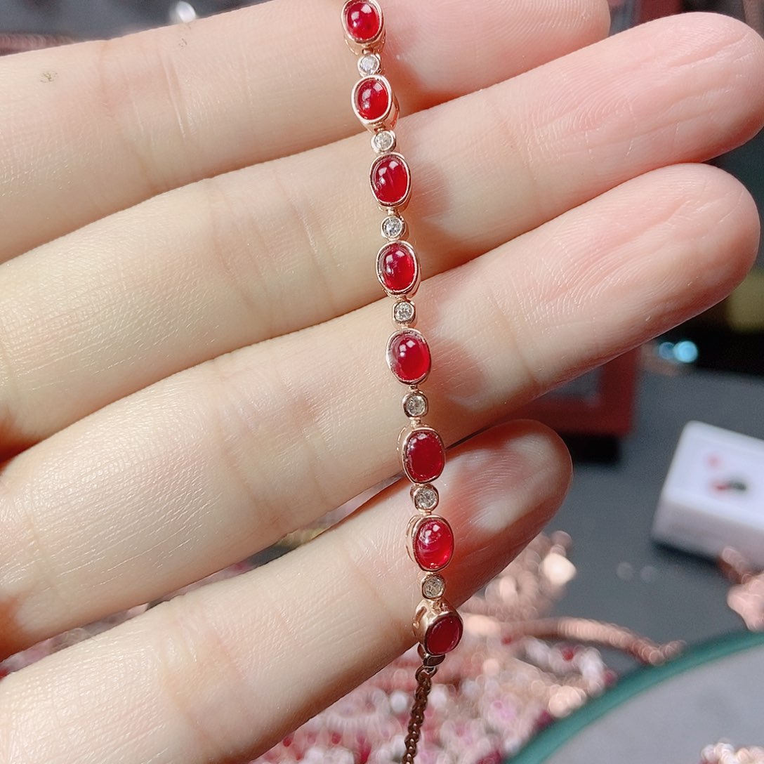 红宝石手链银S925镶嵌