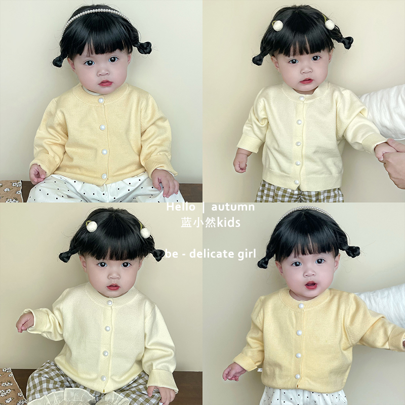 K25Q053春秋装婴儿纯色气质针织衫女宝宝休闲百搭公主风毛衣外套