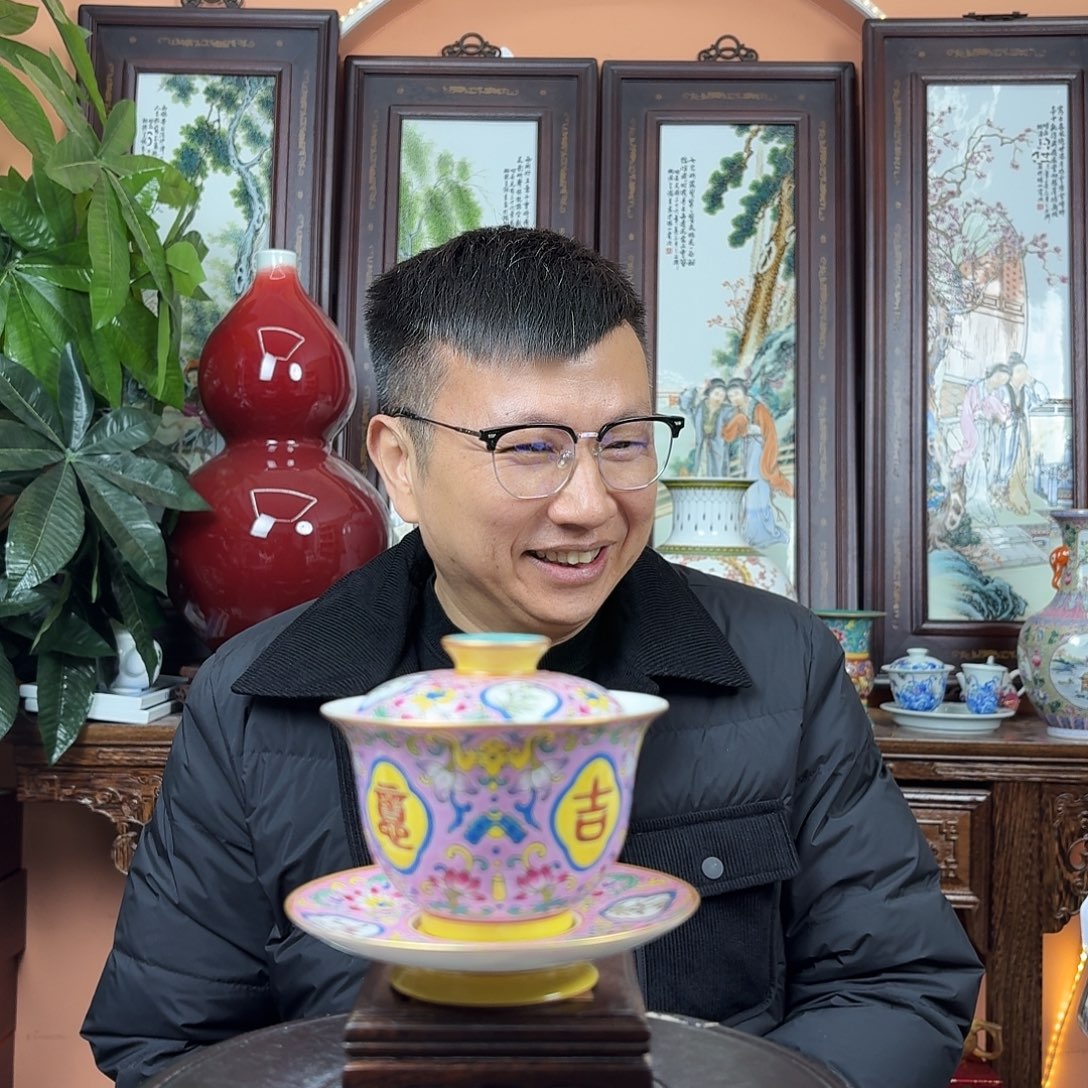 摆件陶景德镇陶瓷手工盖碗
