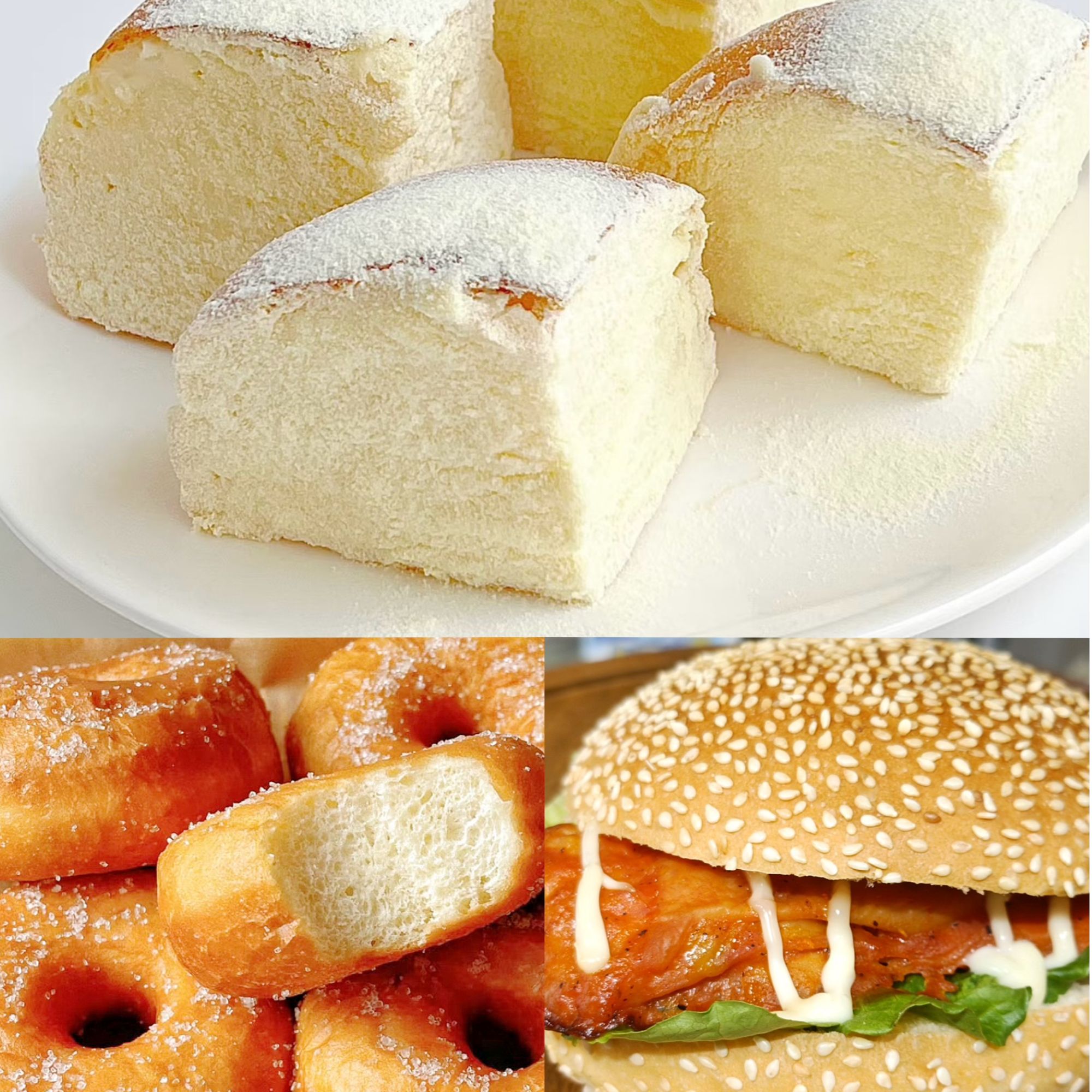 【早餐3件套】雪山乳酪包+鸡腿汉堡+手工蜜薯甜甜圈