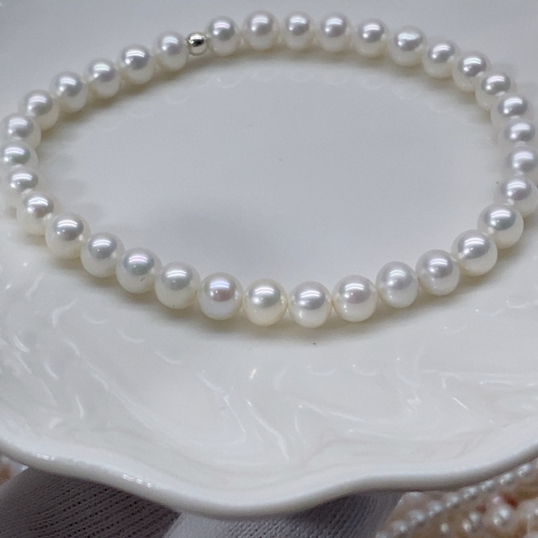 淡水珍珠手链银S925镶嵌5-6毫米