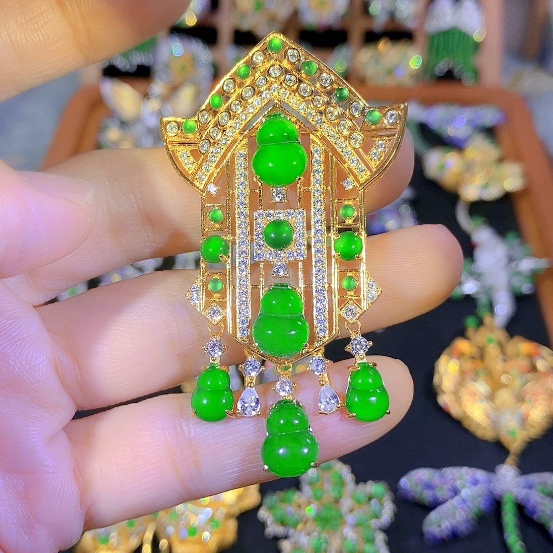 吊坠(不含链)银S925镶嵌翡翠