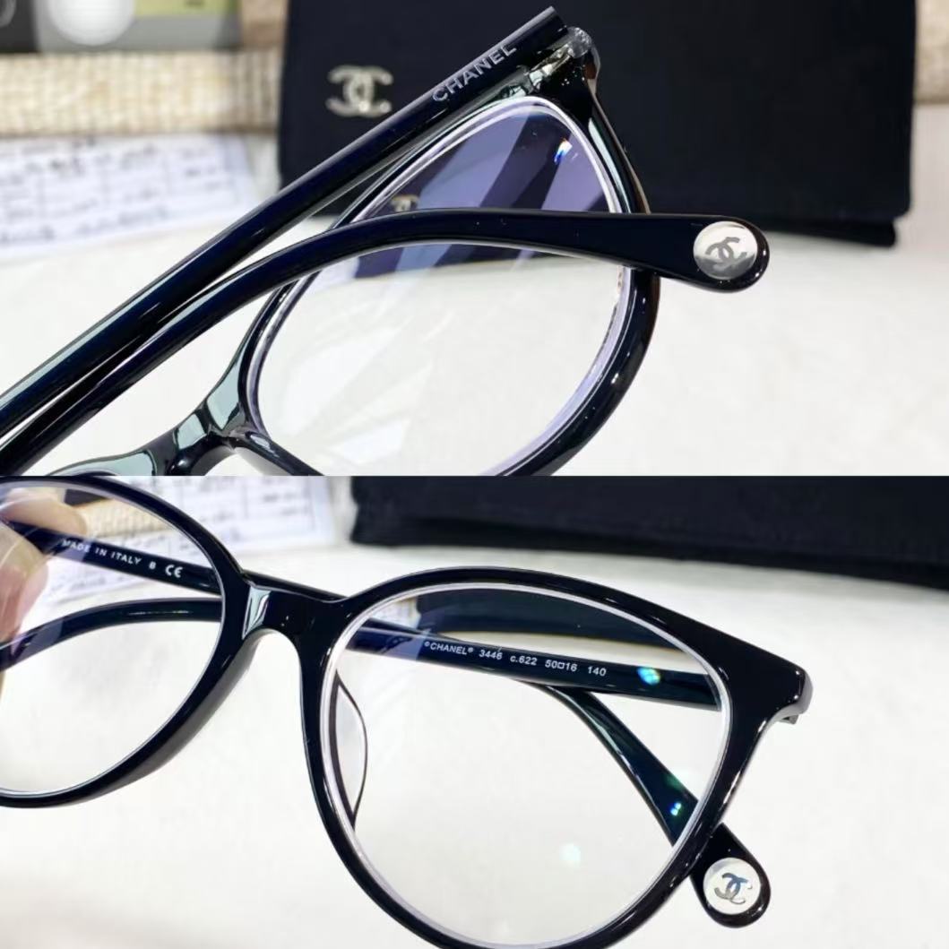 全新未使用  CHANEL/GG/ 新款黑色边框平光镜3446