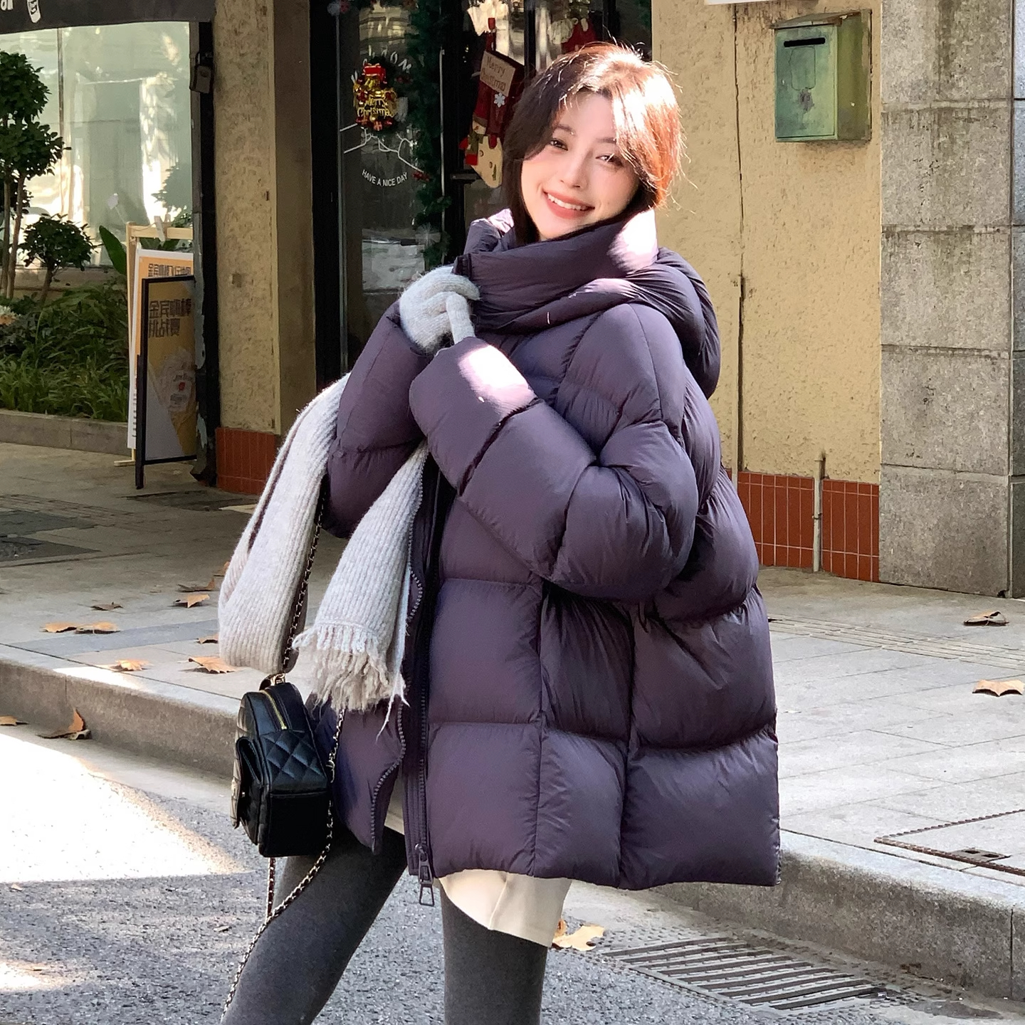 雅鹿羽绒服女中长款2025新款90绒泡芙韩系冬季连帽宽松加厚外套