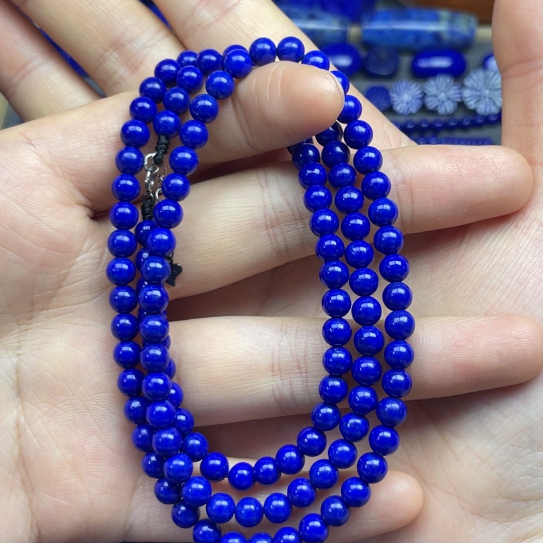 定***君青金石未镶嵌项链5+