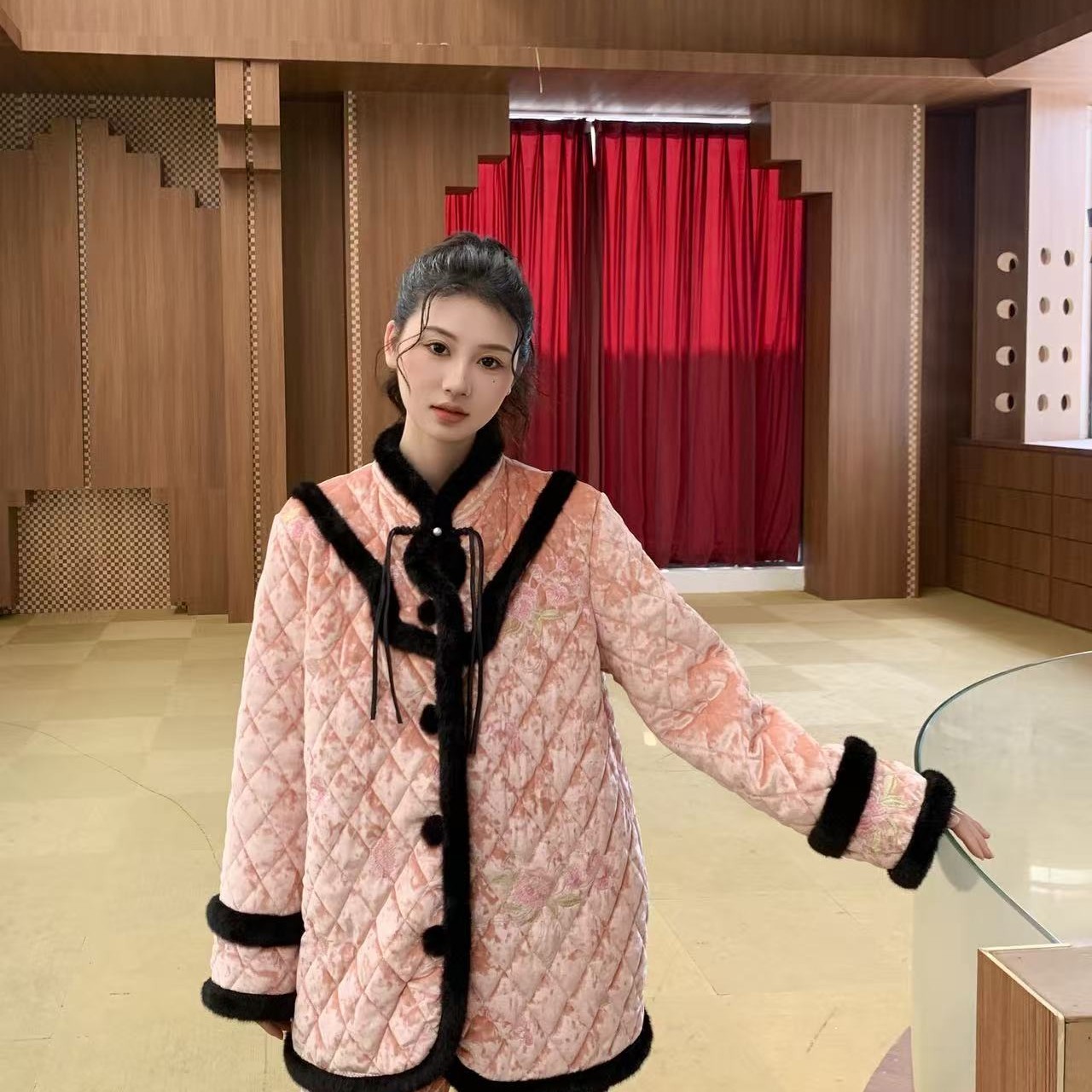 原M冬季新品三层加厚锦绣前程原创可外穿睡衣家居服套装