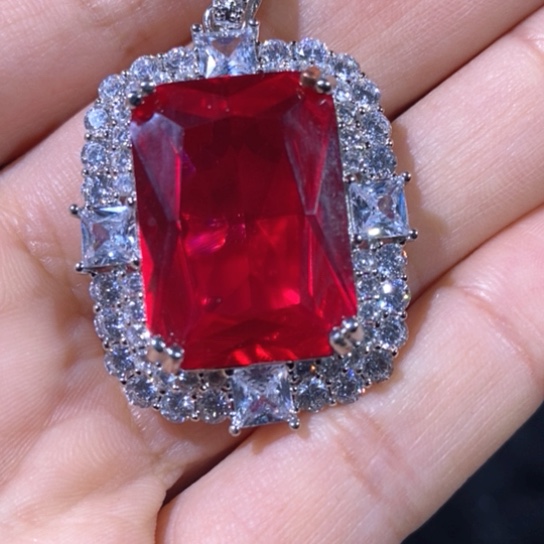 红宝石戒指银S925镶嵌