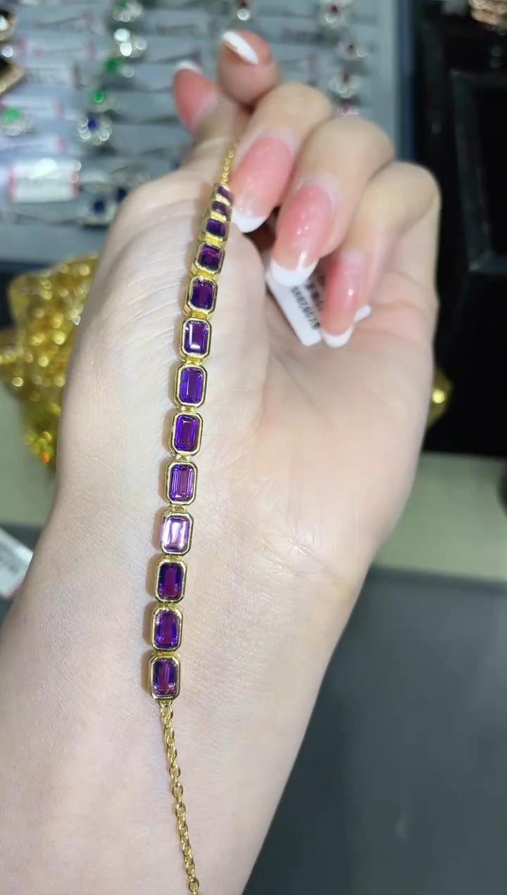 S925银镶嵌紫晶手链