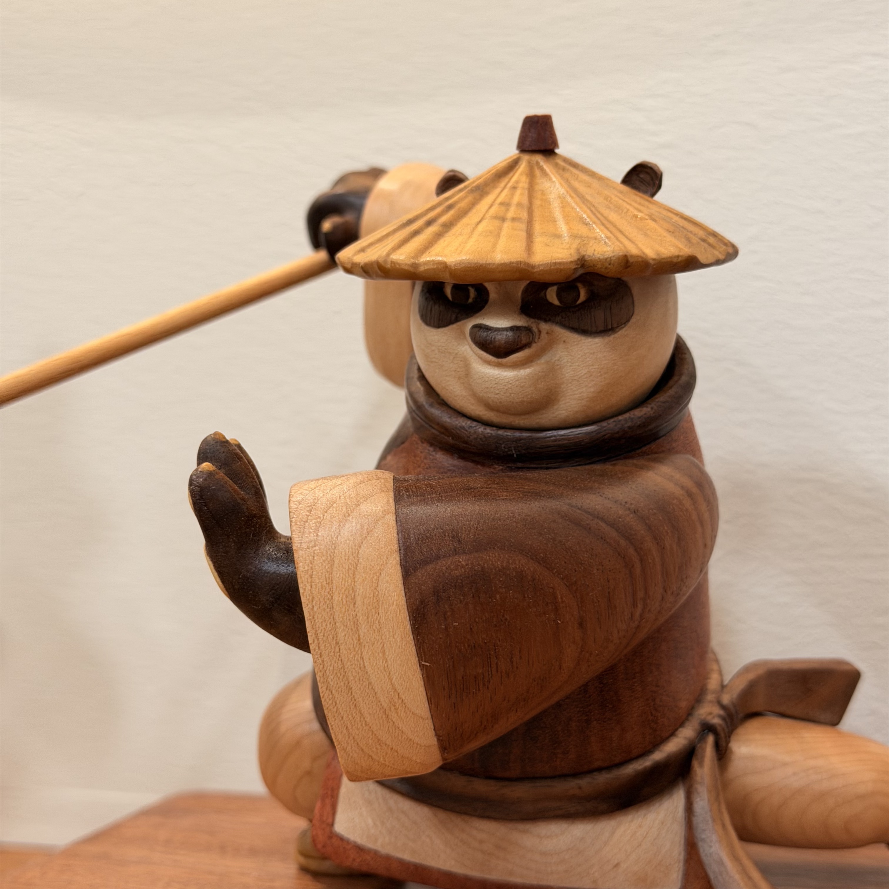 家居饰品摆件实木功夫熊猫手办桌面摆件送人礼物