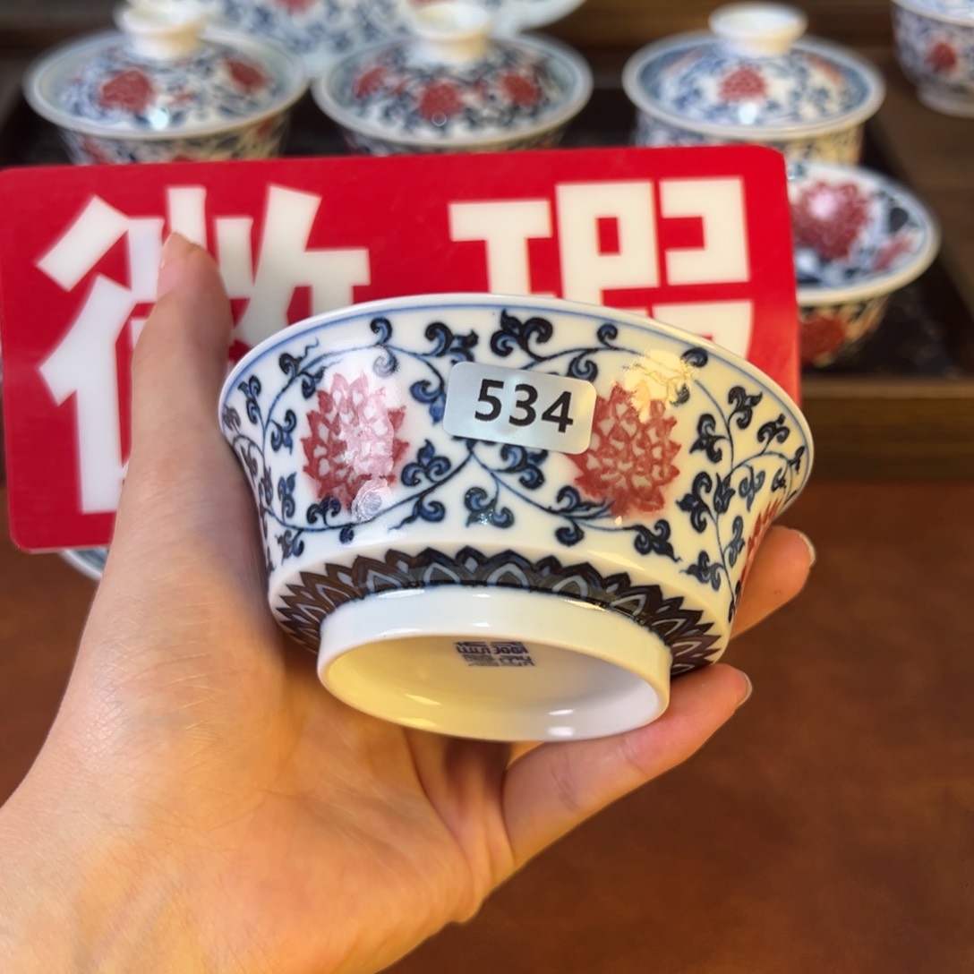 盖碗534 景德镇茶器百宝箱手绘陶瓷
