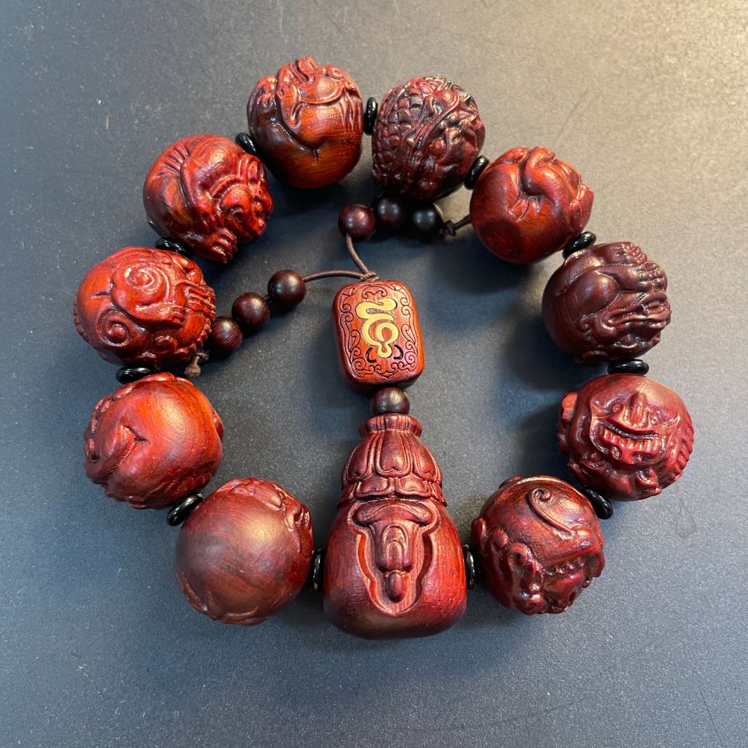 小叶紫檀雕刻手串涵哲堂高端精选W078
