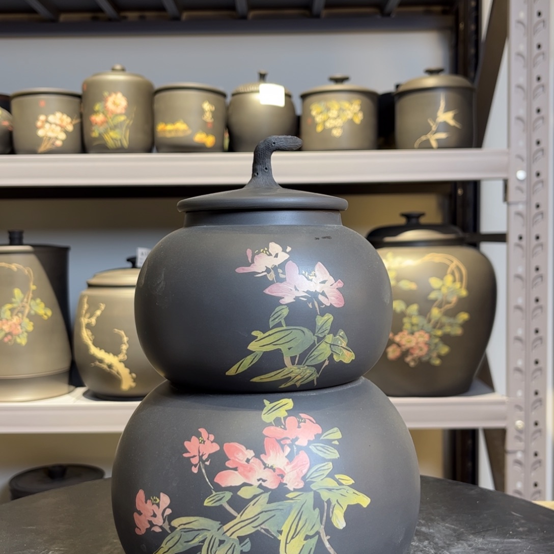 罐正品红泥哑光双层葫芦罐