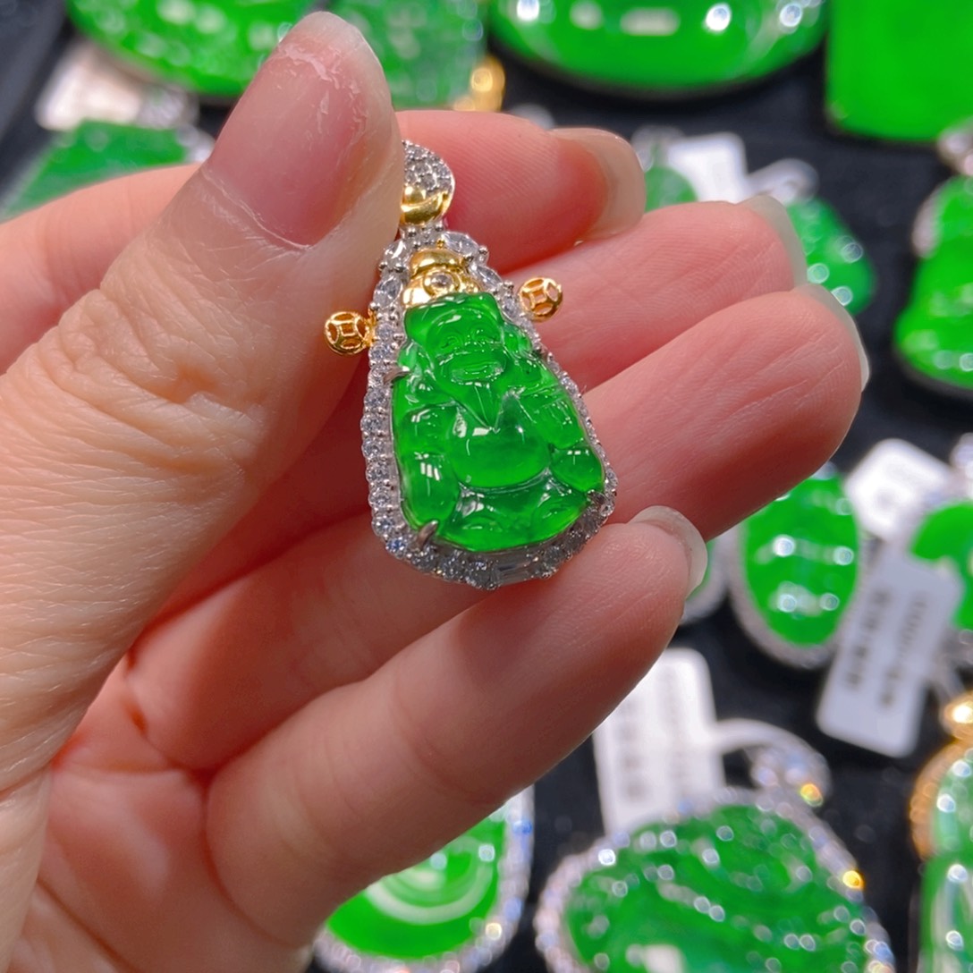 翡翠吊坠(不含链)银S925镶嵌夏**