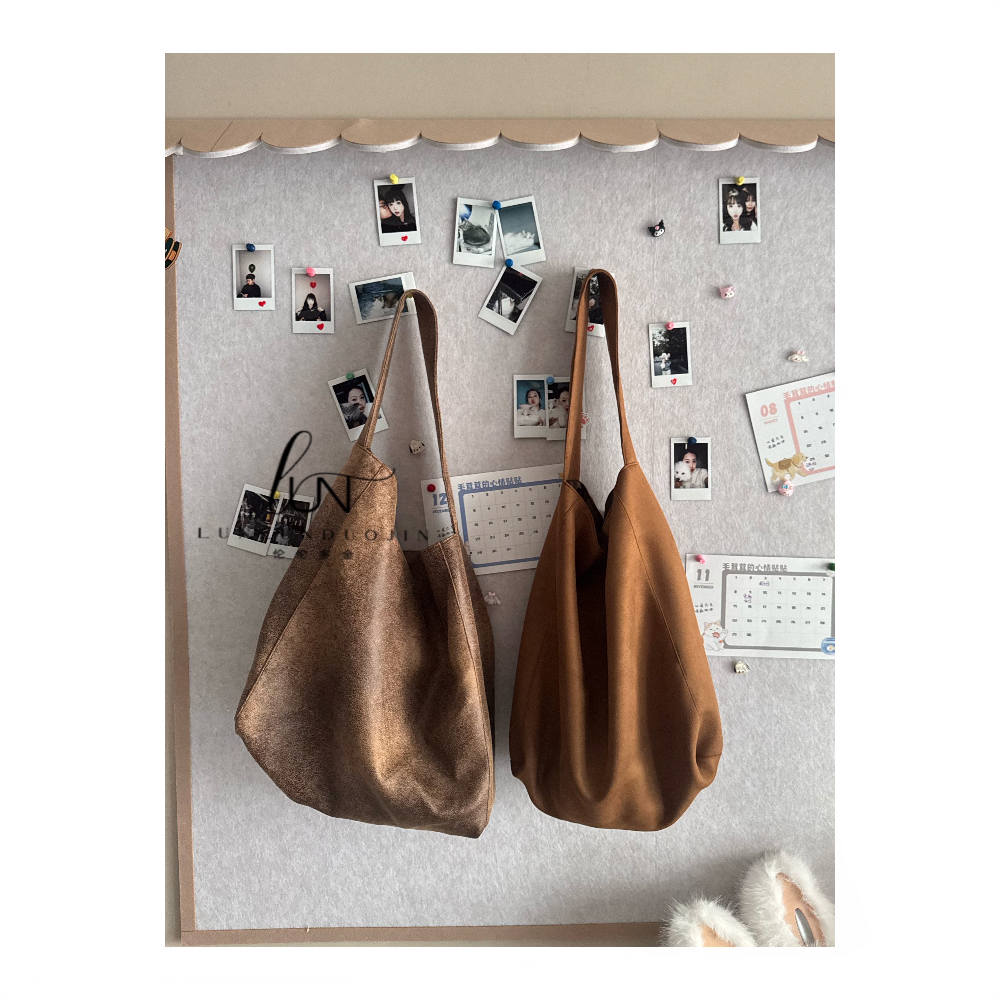 琥珀流光ENLun“麂皮包”2025年秋冬新款单肩手拎包