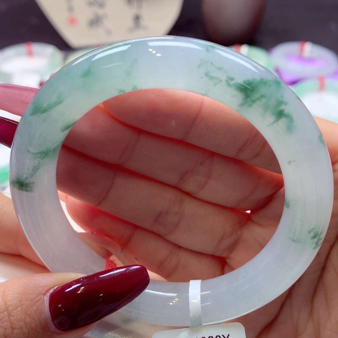 翡翠手镯未镶嵌圆条14号66