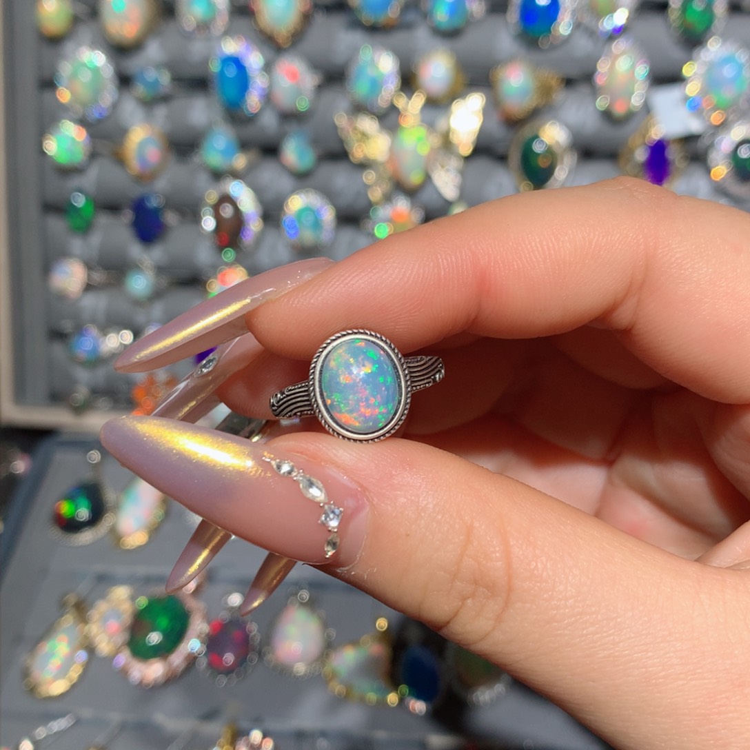 欧泊福利戒指t银S925镶嵌