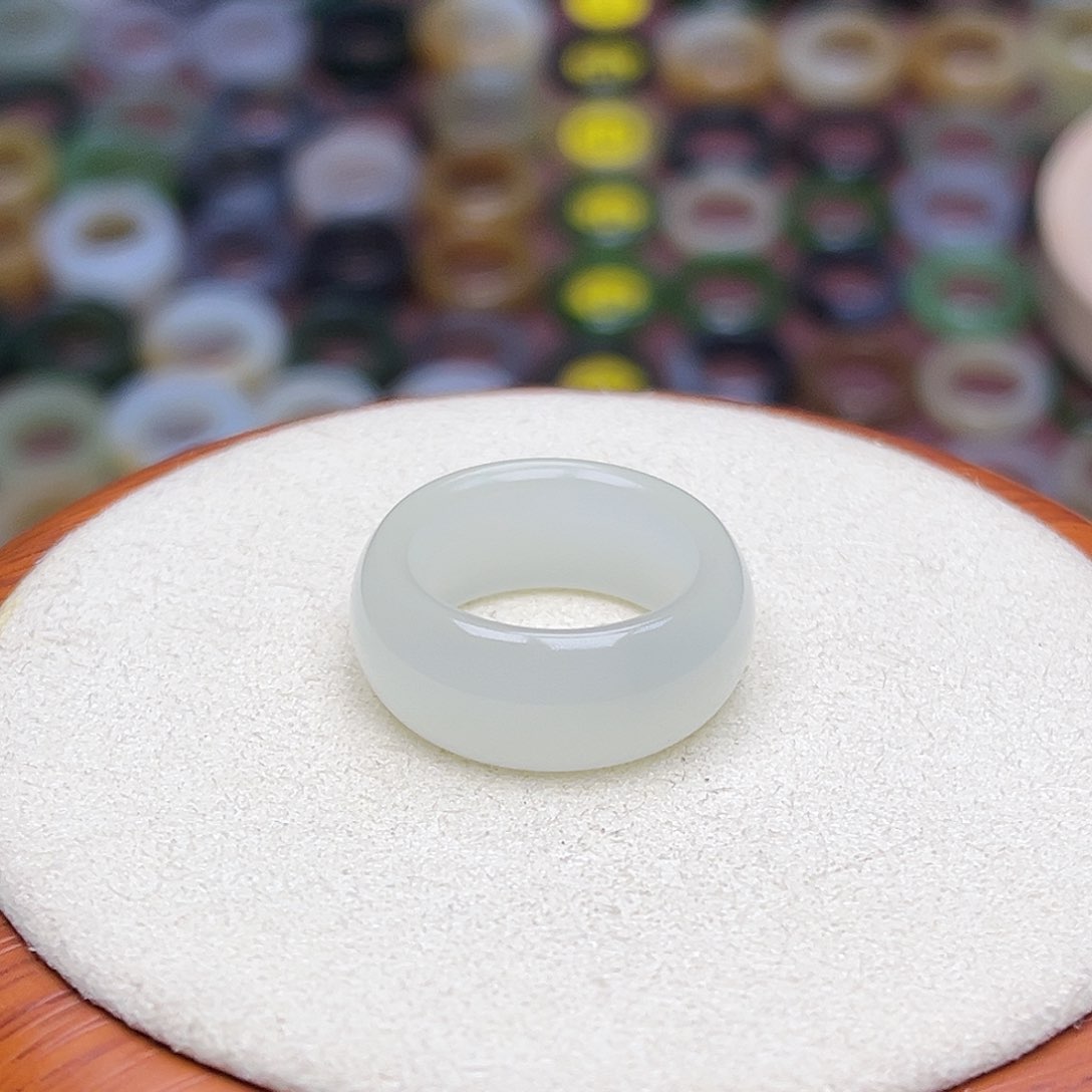 和田玉戒指未镶嵌16.9内径冰白